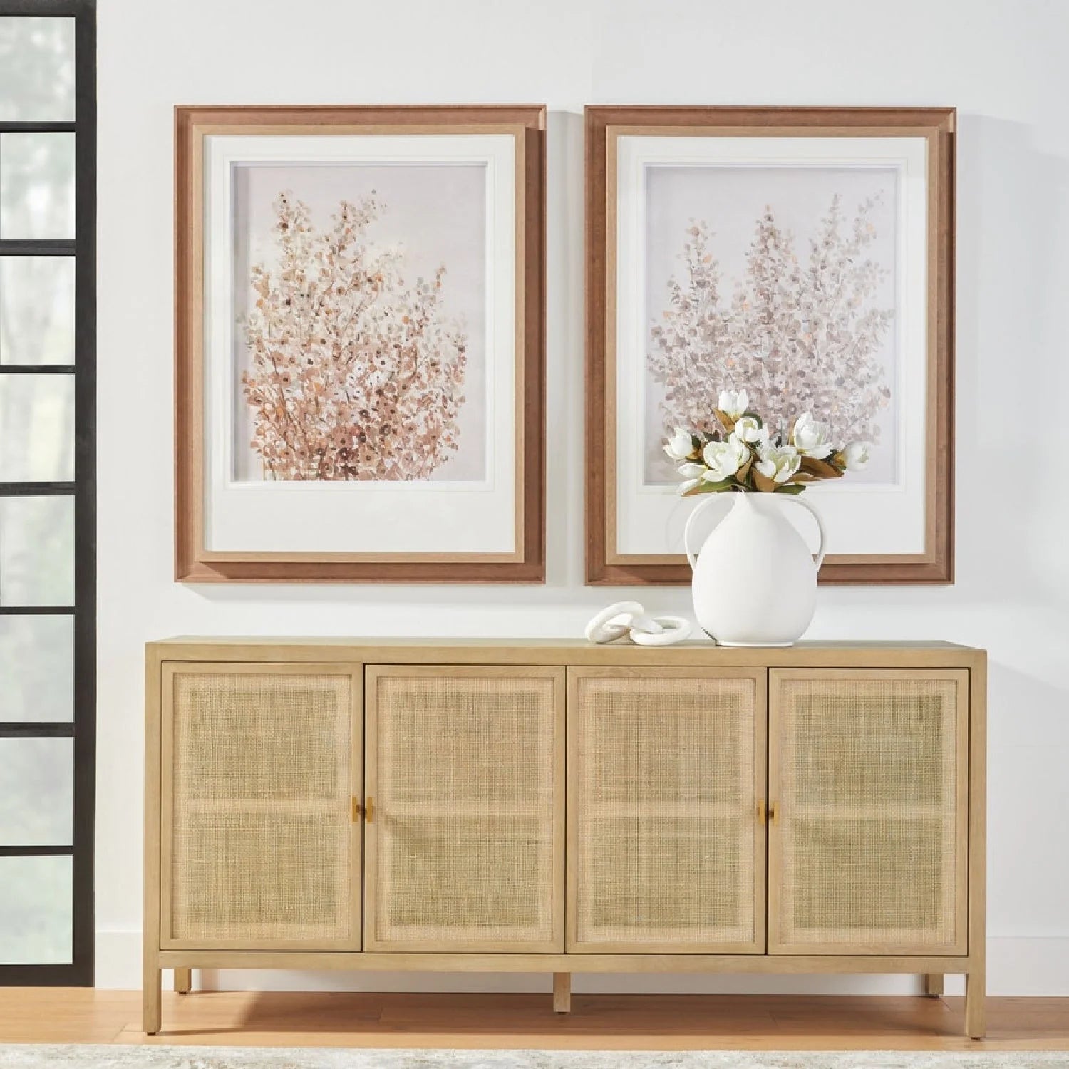 Luxury Gray Cane 4-Door Sideboard European Style for Villa