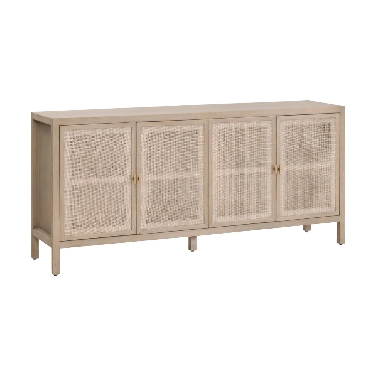Luxury Gray Cane 4-Door Sideboard European Style for Villa