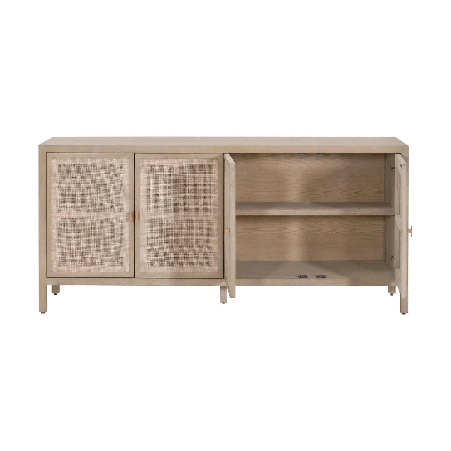 Luxury Gray Cane 4-Door Sideboard European Style for Villa