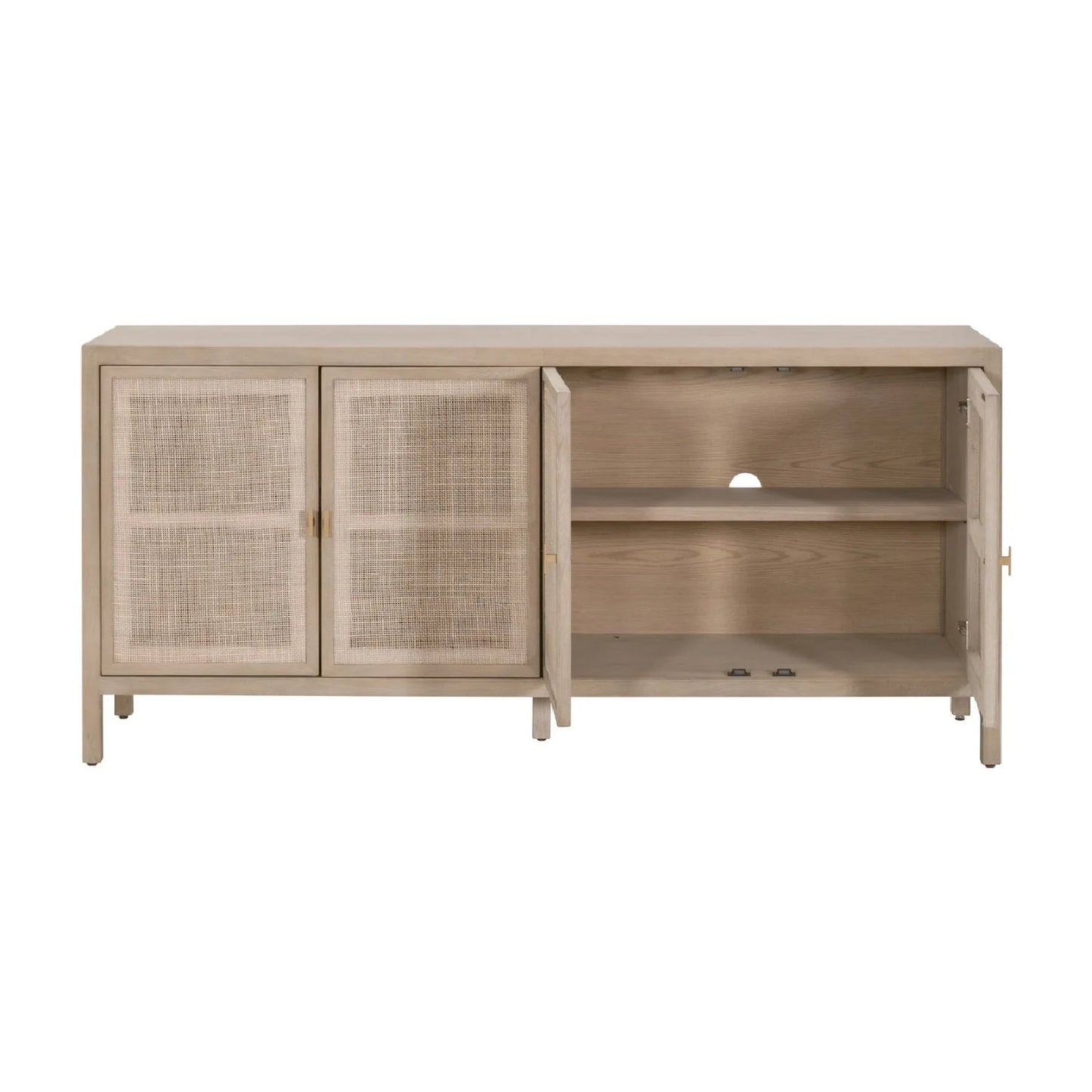 Luxury Gray Cane 4-Door Sideboard European Style for Villa
