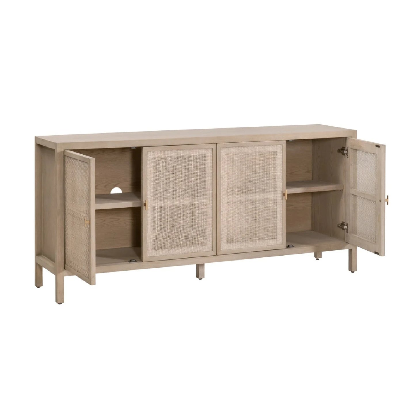 Luxury Gray Cane 4-Door Sideboard European Style for Villa