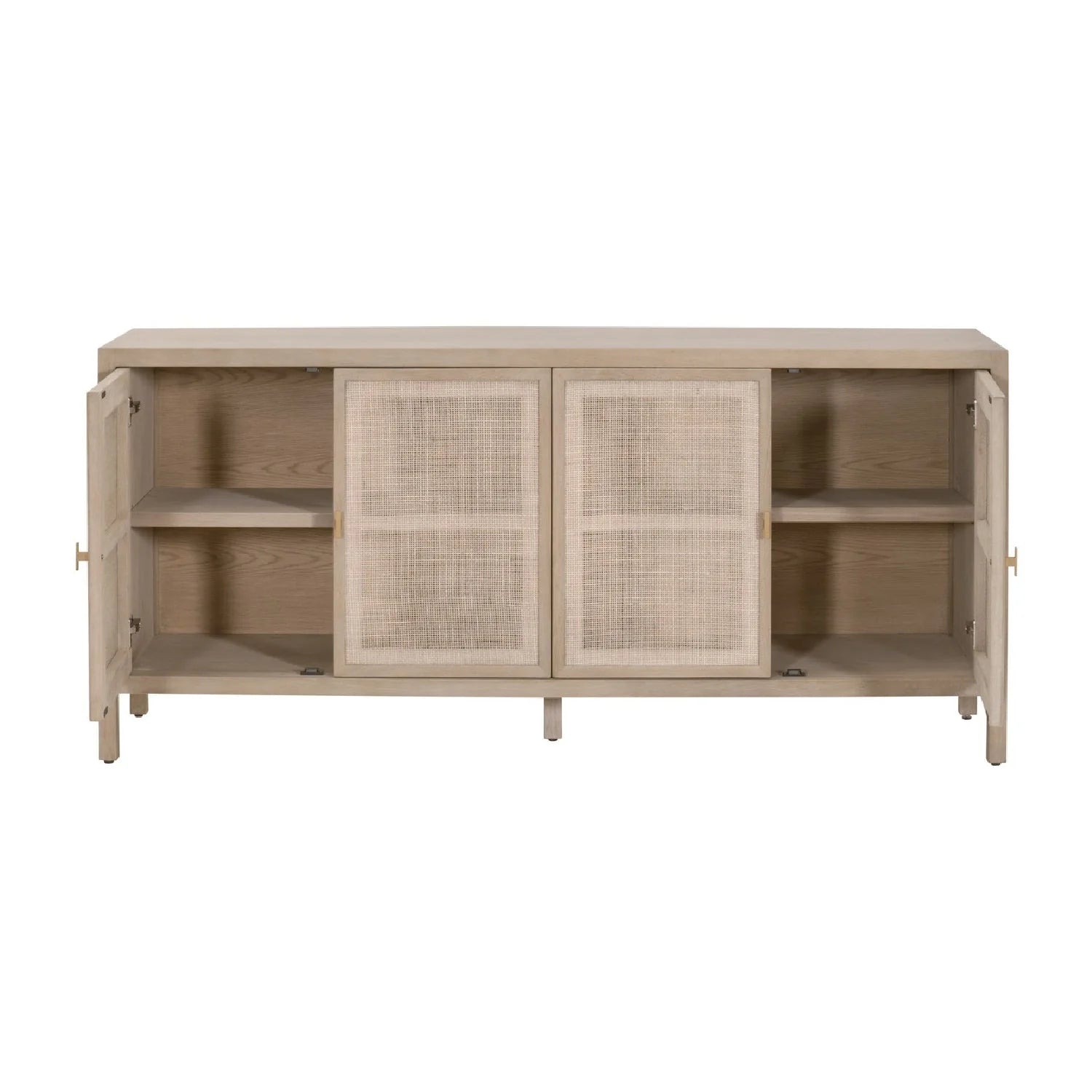 Luxury Gray Cane 4-Door Sideboard European Style for Villa