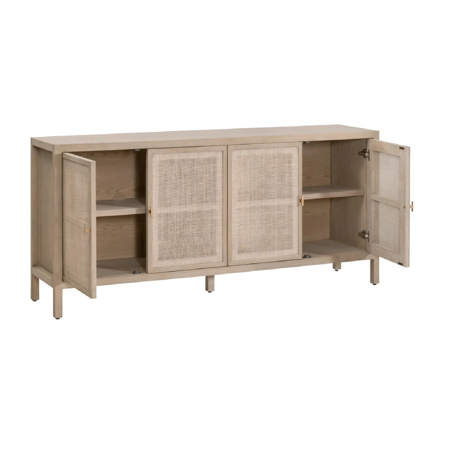 Luxury Gray Cane 4-Door Sideboard European Style for Villa