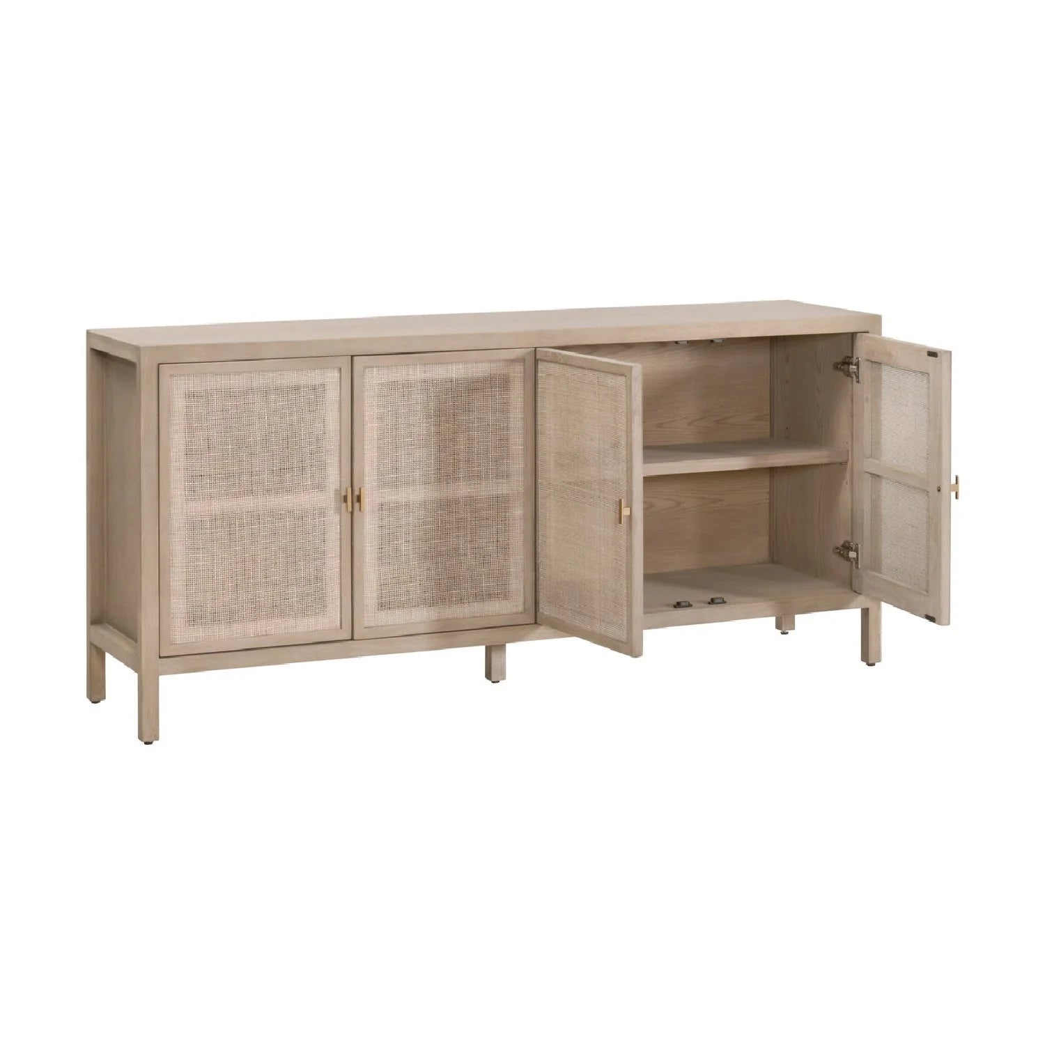 Luxury Gray Cane 4-Door Sideboard European Style for Villa
