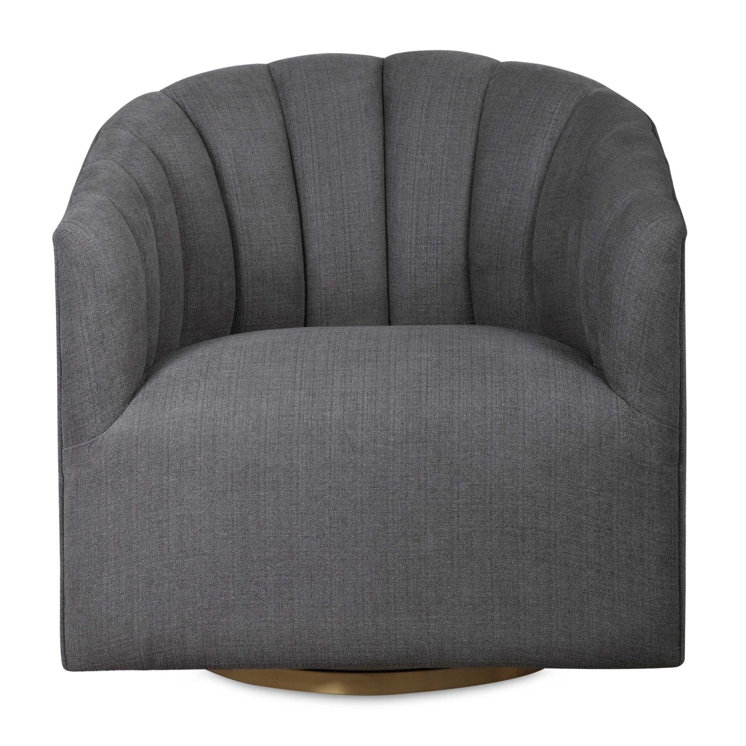 Luxury Gray Channel-Tufted Swivel Chair European Style for Villa