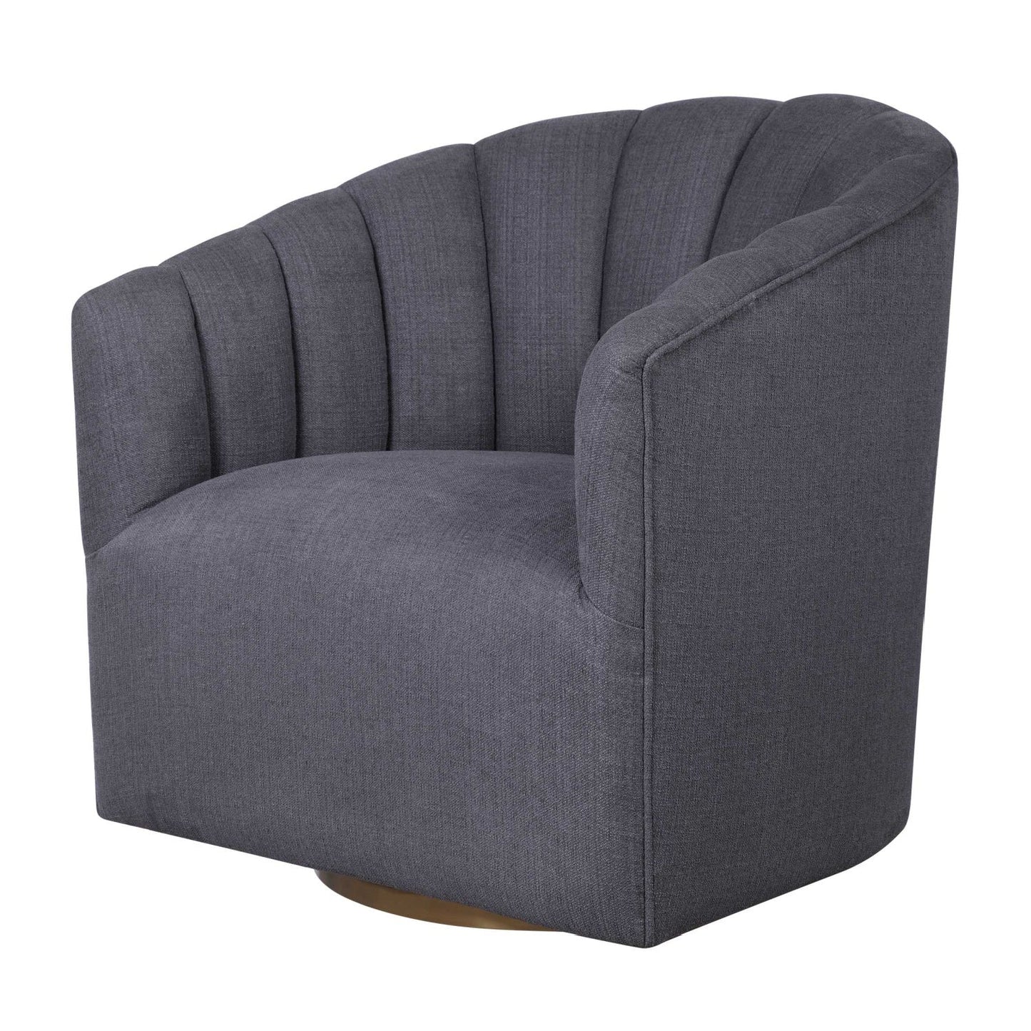 Luxury Gray Channel-Tufted Swivel Chair European Style for Villa