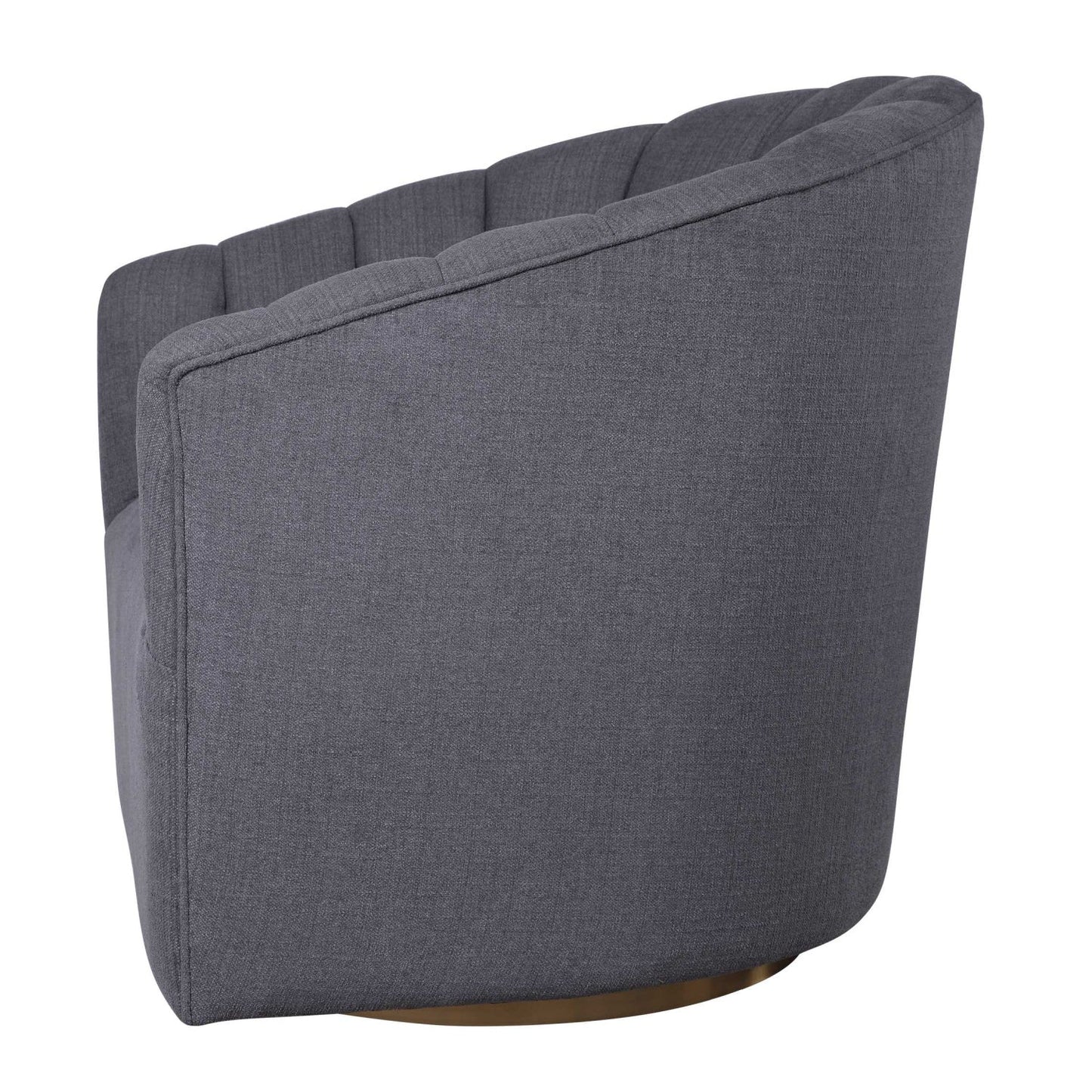 Luxury Gray Channel-Tufted Swivel Chair European Style for Villa