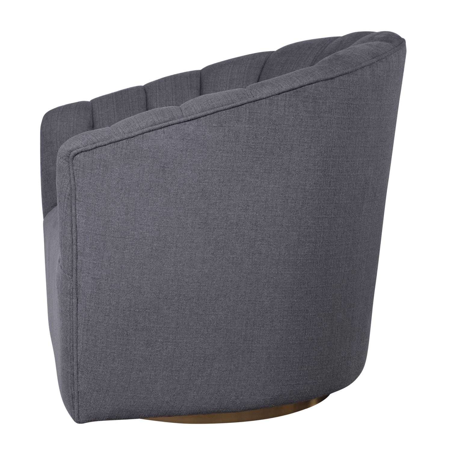 Luxury Gray Channel-Tufted Swivel Chair European Style for Villa