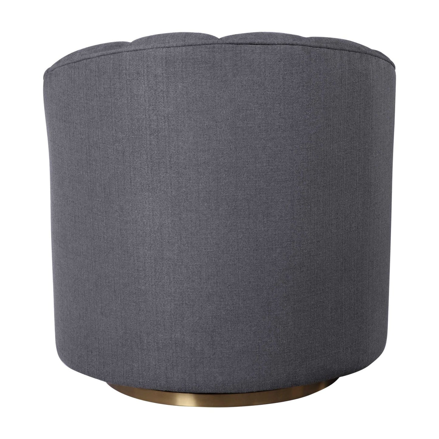 Luxury Gray Channel-Tufted Swivel Chair European Style for Villa