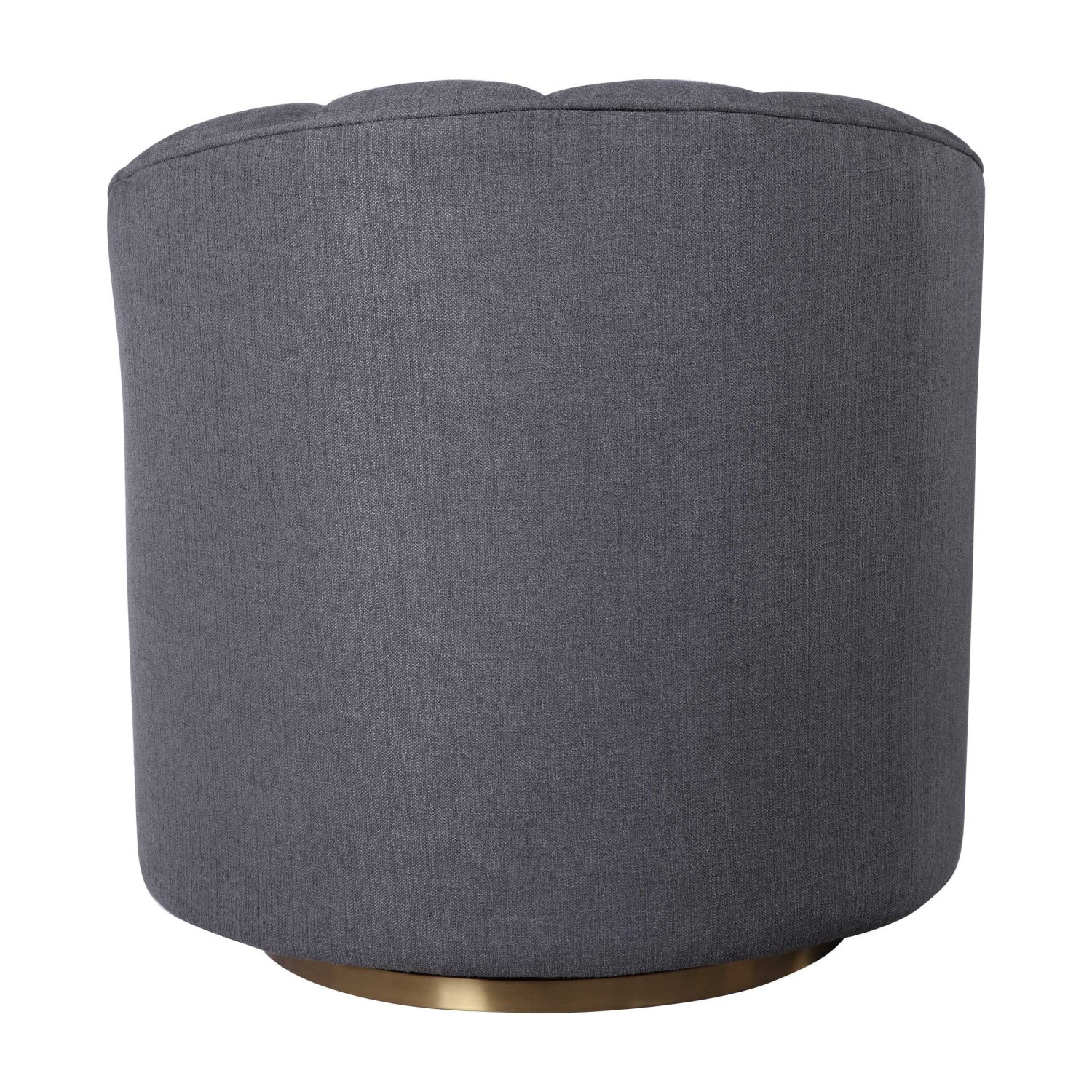 Luxury Gray Channel-Tufted Swivel Chair European Style for Villa
