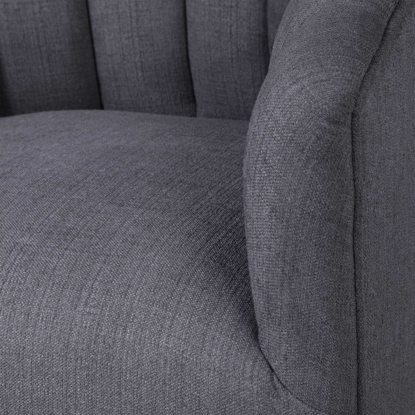 Luxury Gray Channel-Tufted Swivel Chair European Style for Villa