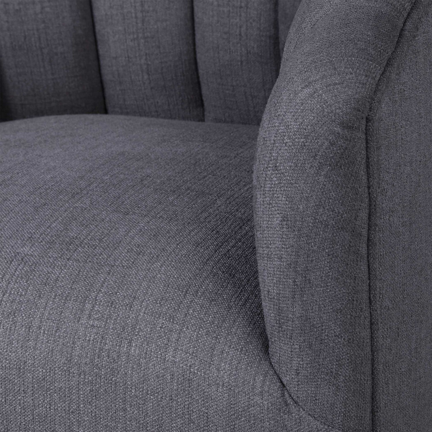 Luxury Gray Channel-Tufted Swivel Chair European Style for Villa