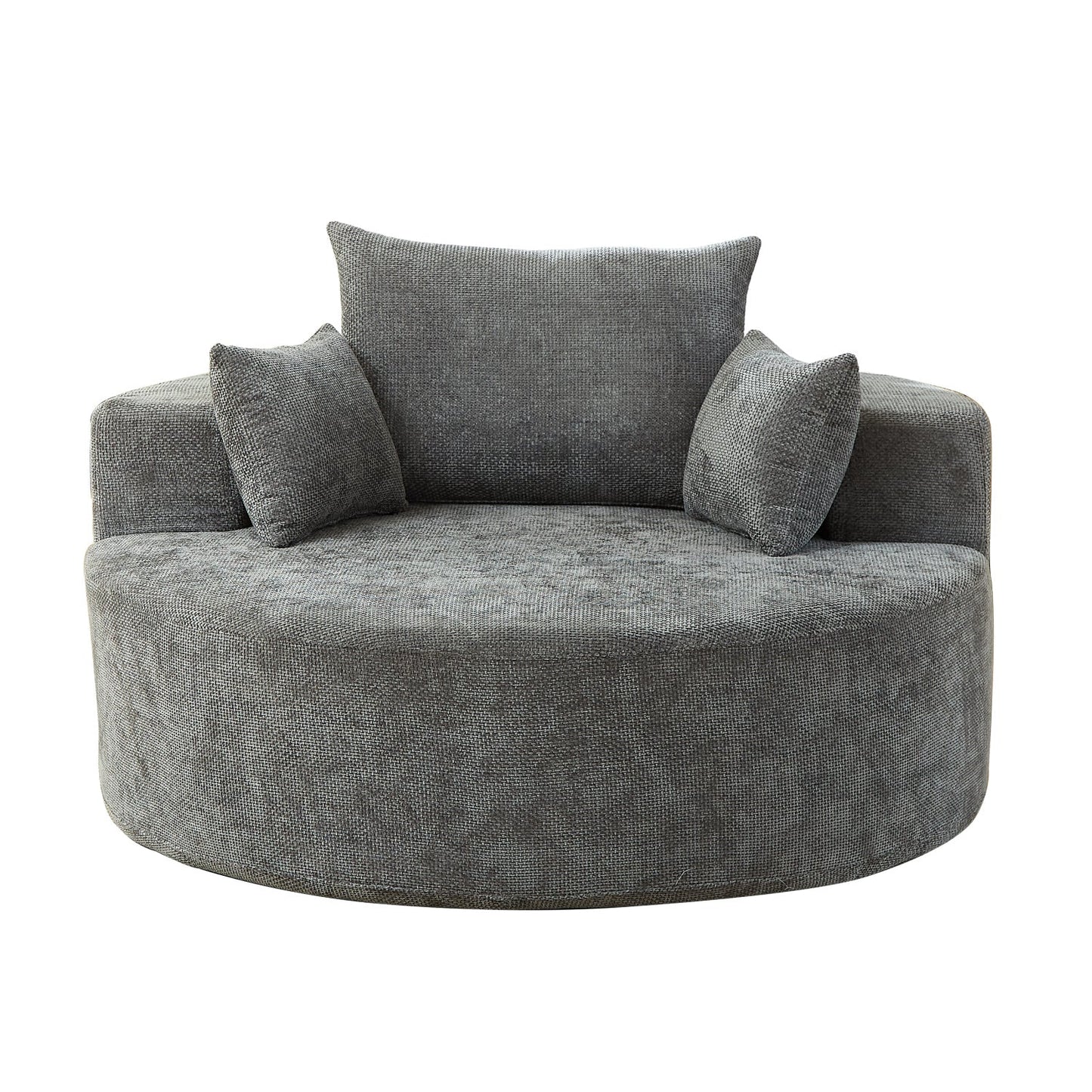 Luxury Gray Chenille Fabric Single Sofa Modern Italian Style for Villa