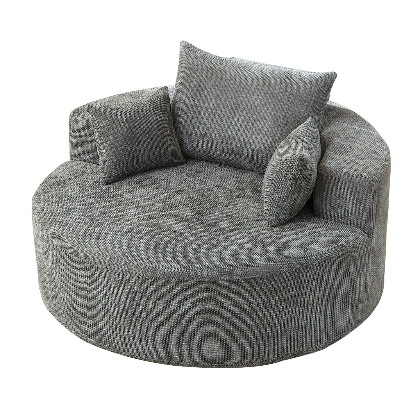 Luxury Gray Chenille Fabric Single Sofa Modern Italian Style for Villa