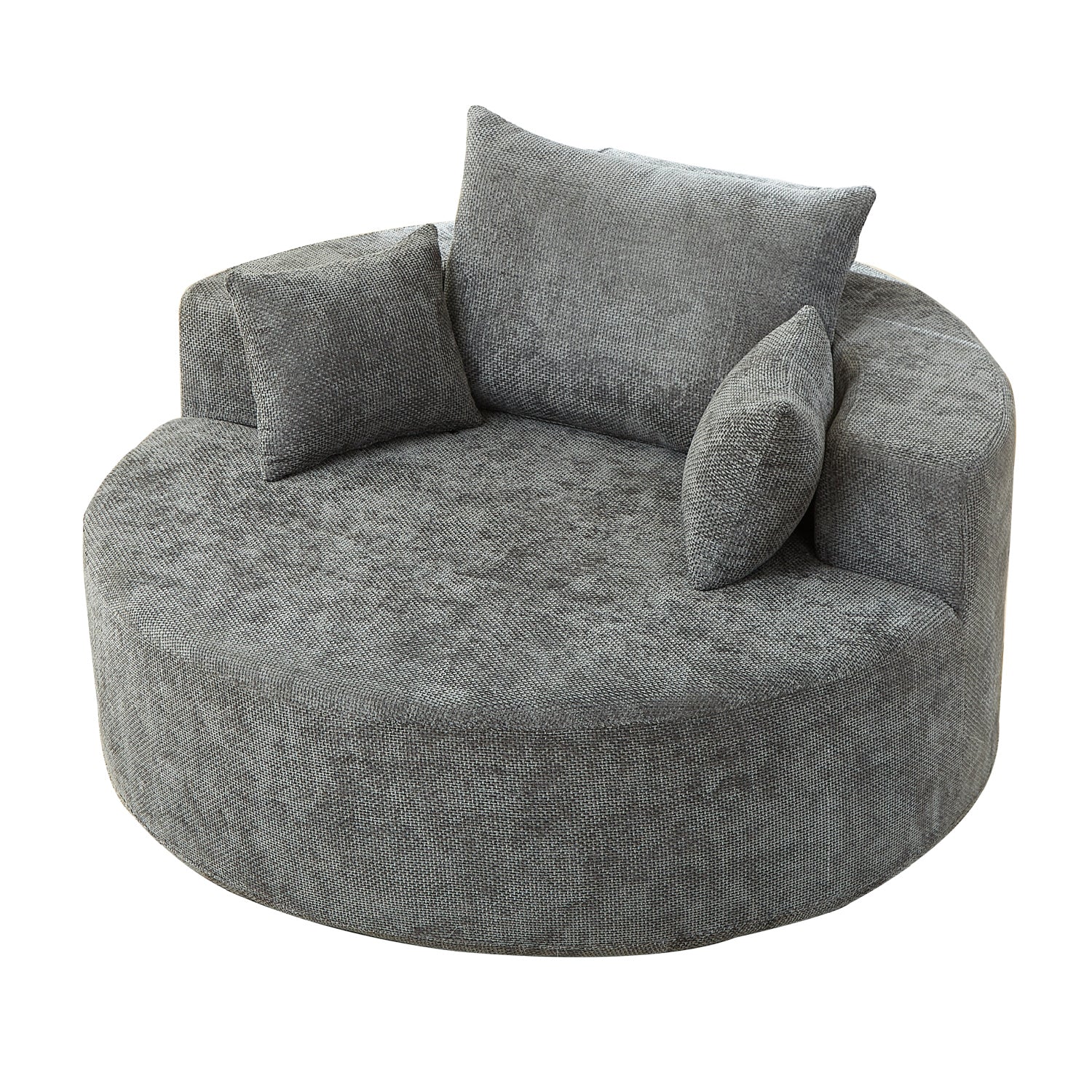 Luxury Gray Chenille Fabric Single Sofa Modern Italian Style for Villa
