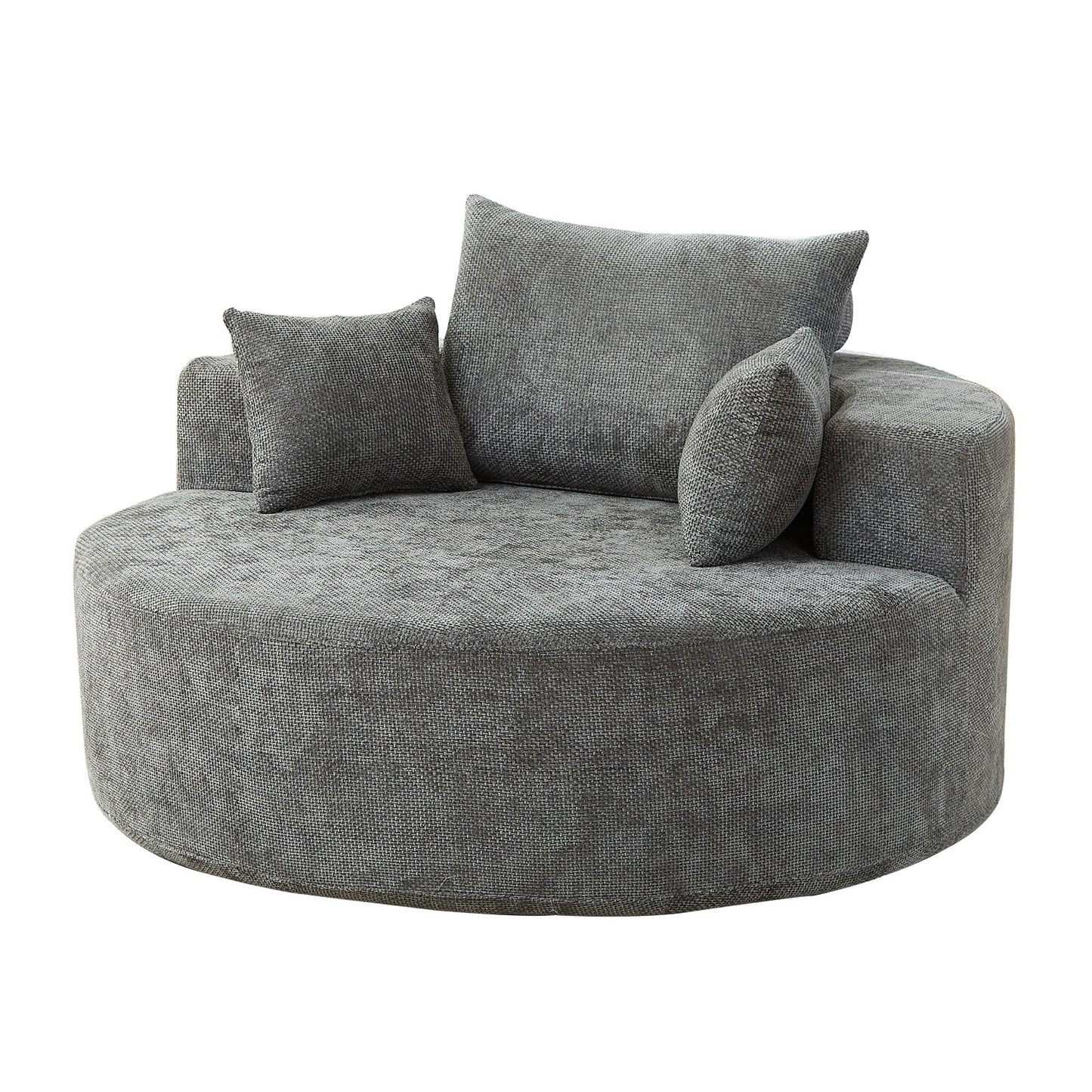Luxury Gray Chenille Fabric Single Sofa Modern Italian Style for Villa