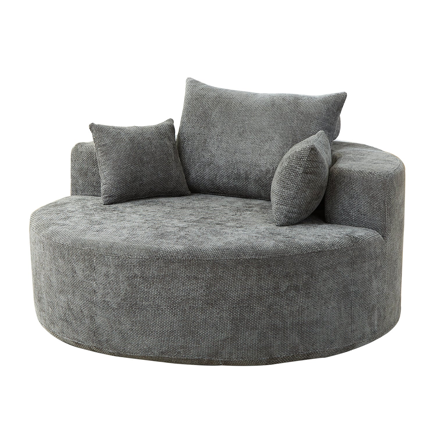 Luxury Gray Chenille Fabric Single Sofa Modern Italian Style for Villa