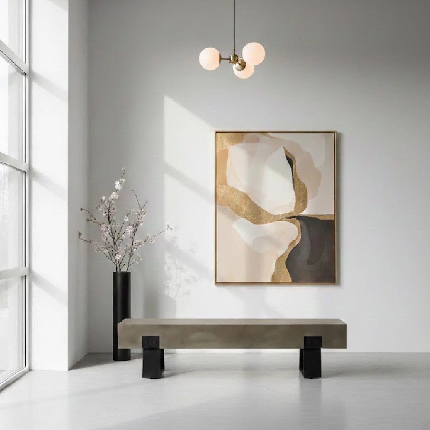 Luxury Gray Concrete Bench European Style for Villa