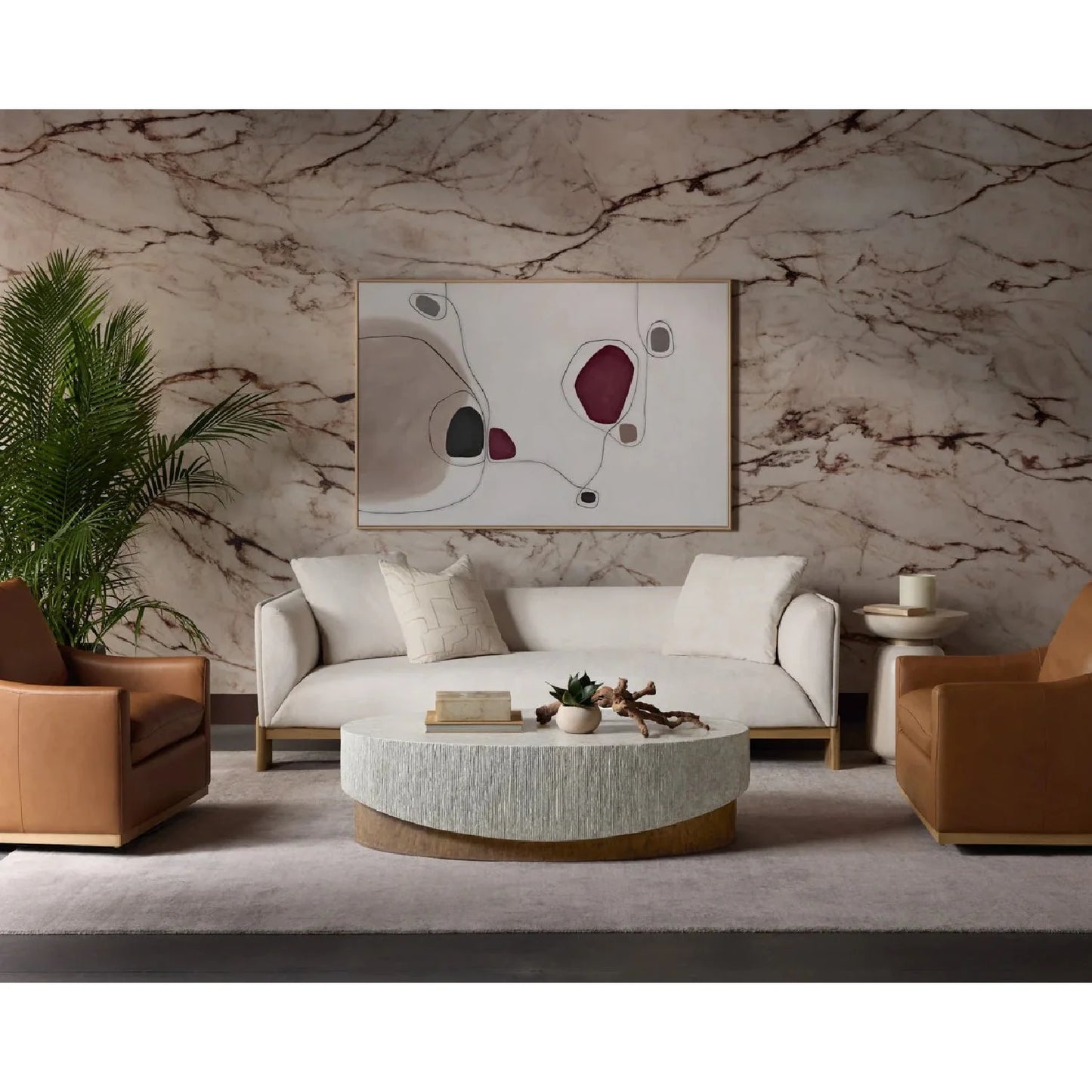 Luxury Gray Concrete Coffee Table Modern Italian Style for Villa