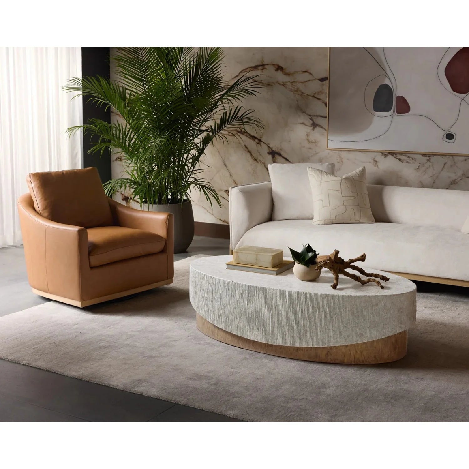 Luxury Gray Concrete Coffee Table Modern Italian Style for Villa