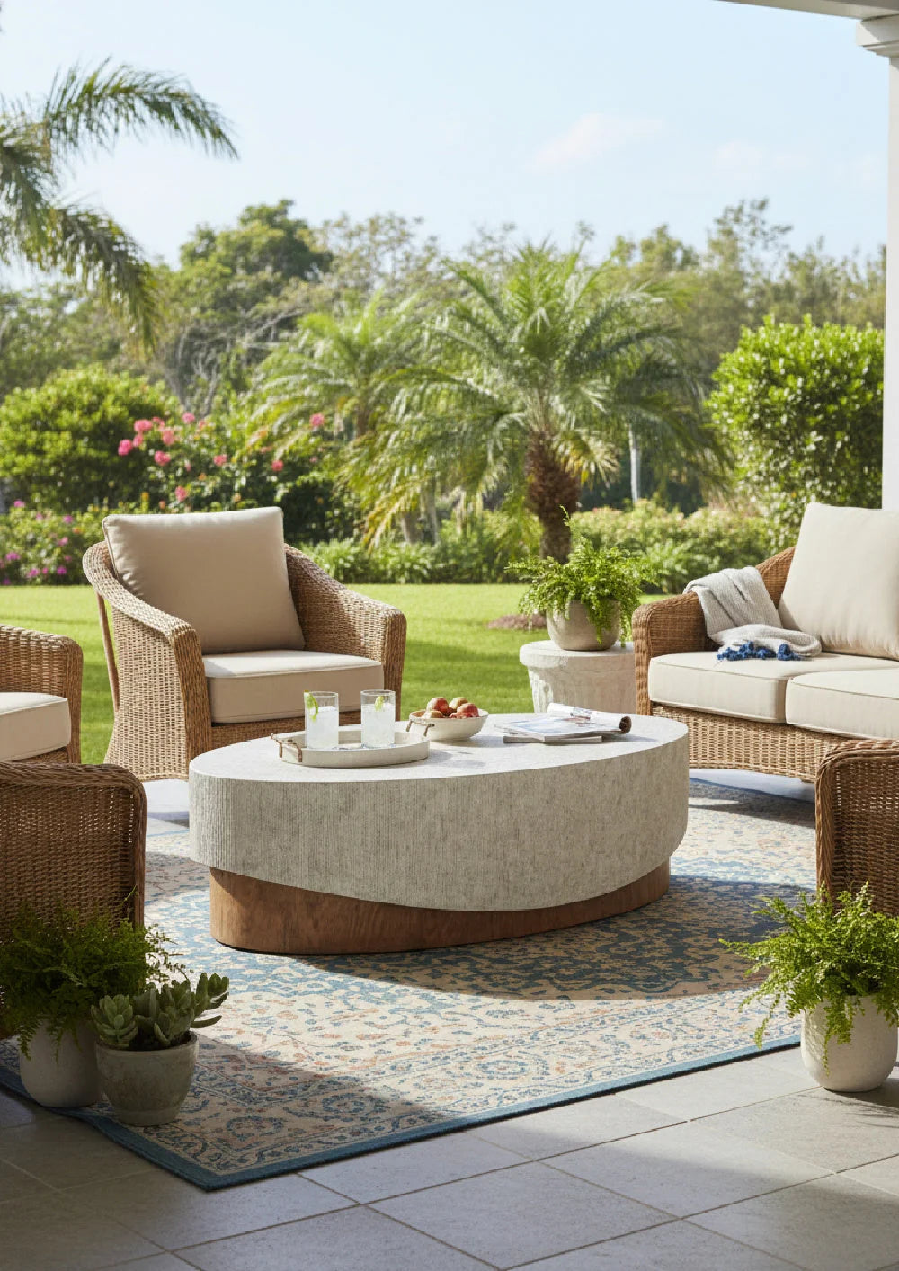 Luxury Gray Concrete Coffee Table Modern Italian Style for Villa