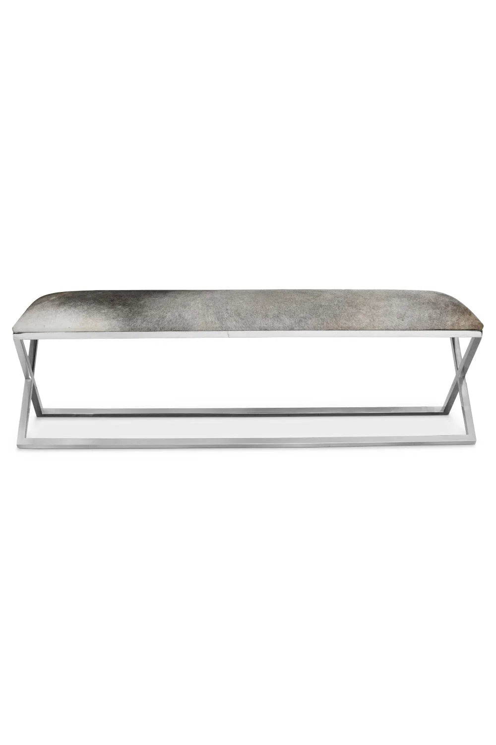 Luxury Gray Cowhide Bench European Style for Villa