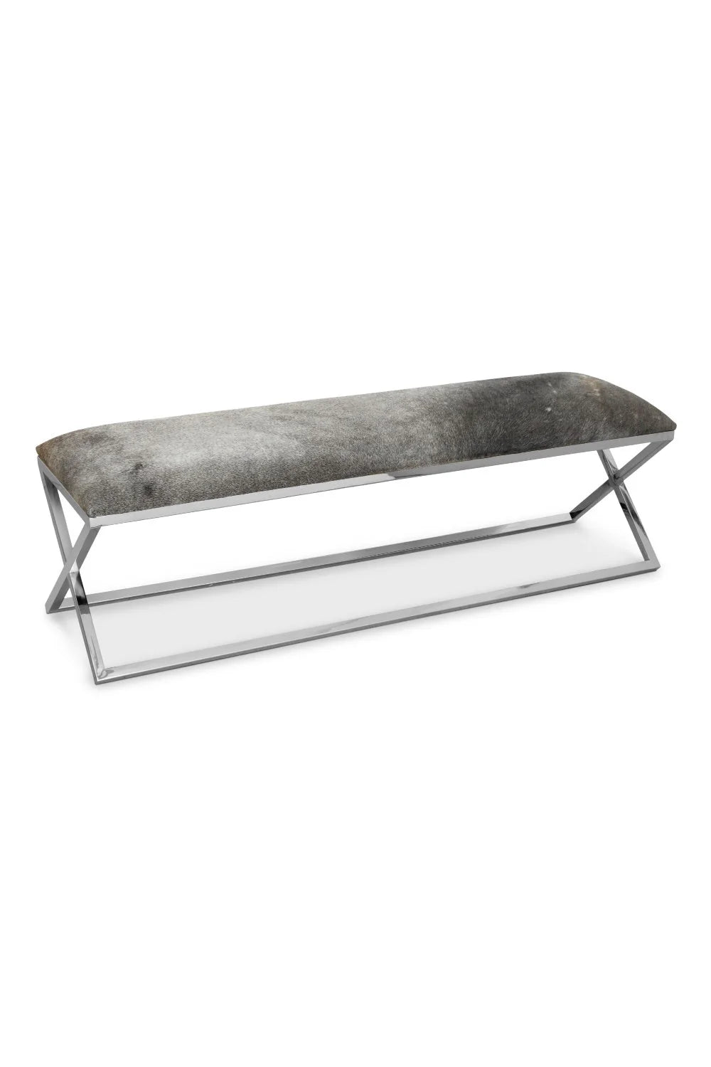Luxury Gray Cowhide Bench European Style for Villa