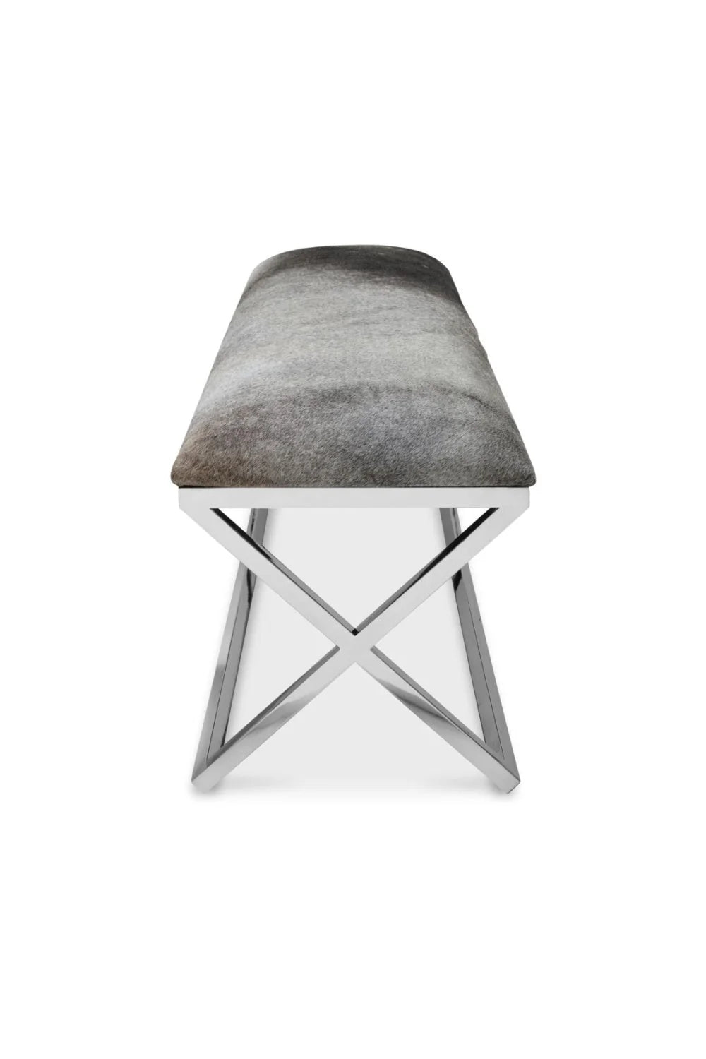 Luxury Gray Cowhide Bench European Style for Villa