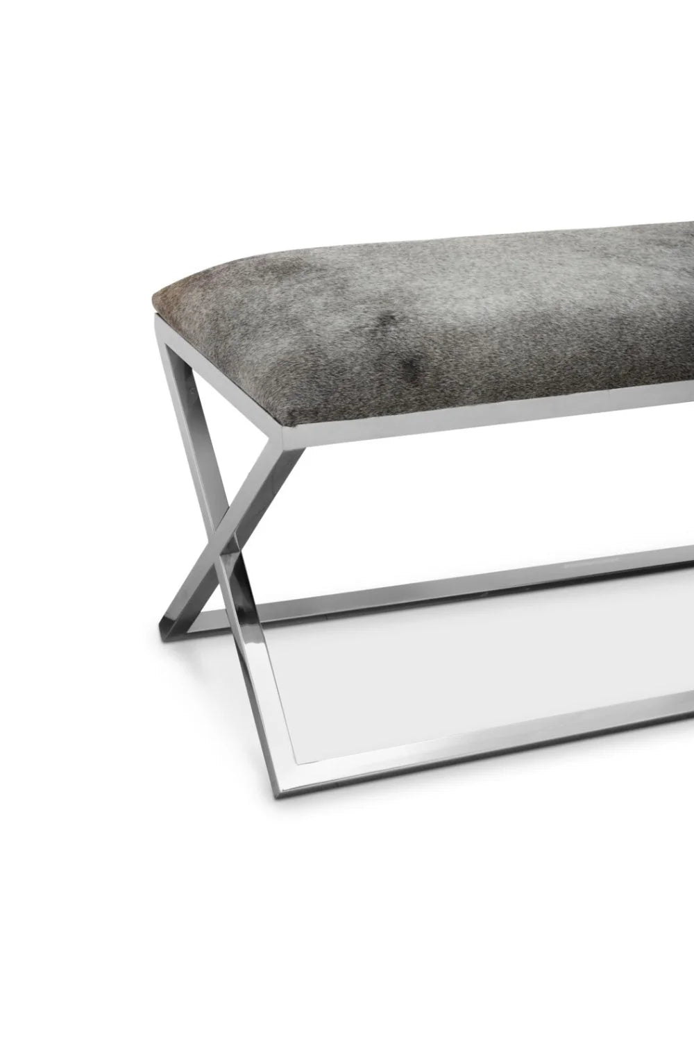 Luxury Gray Cowhide Bench European Style for Villa