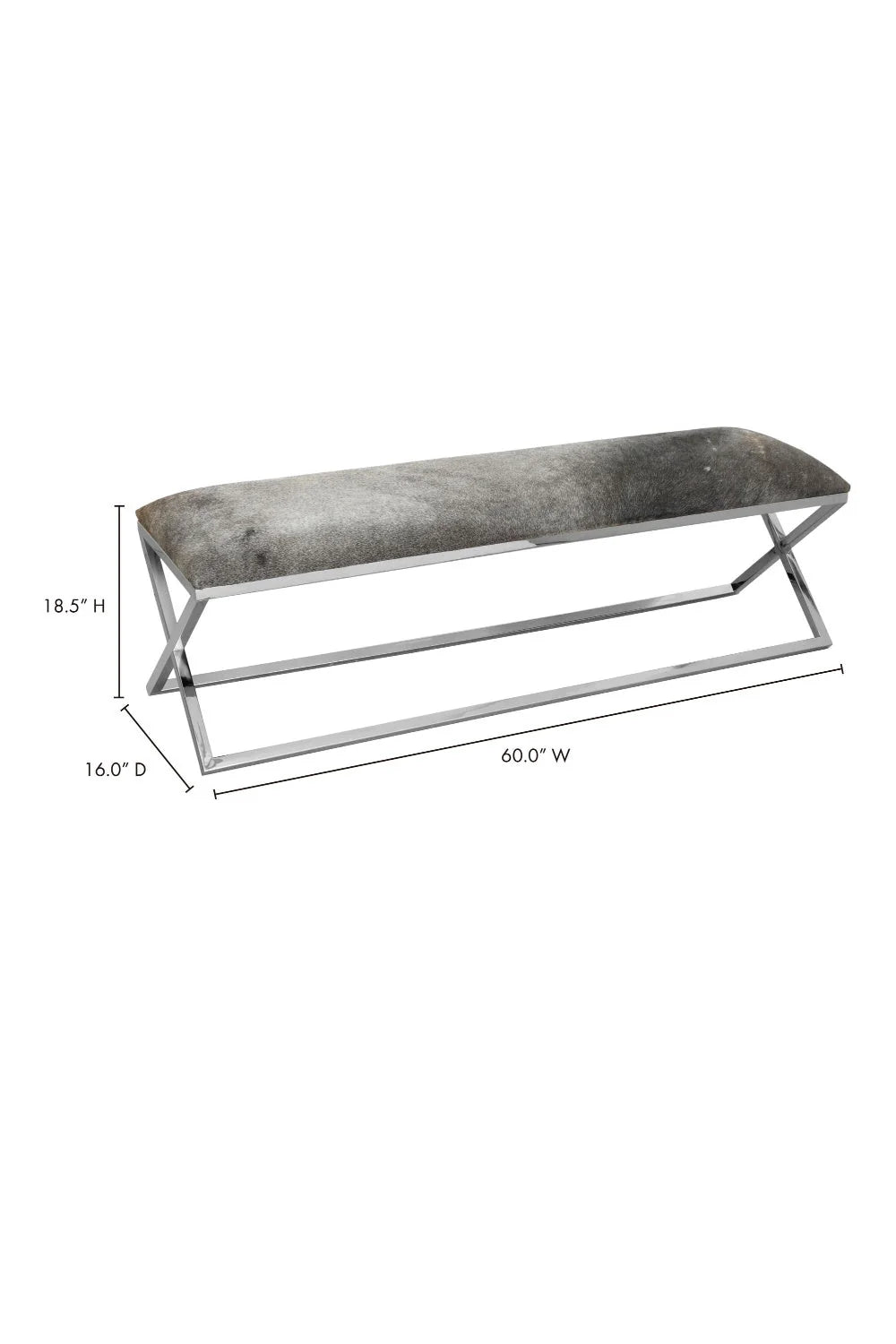 Luxury Gray Cowhide Bench European Style for Villa