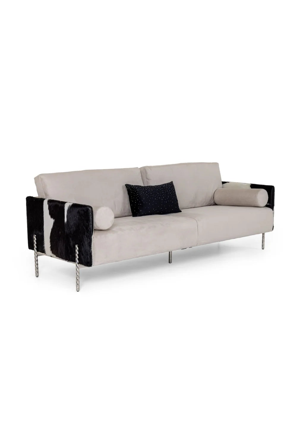 Luxury Gray Cowhide Sofa Modern Italian Style for Villa