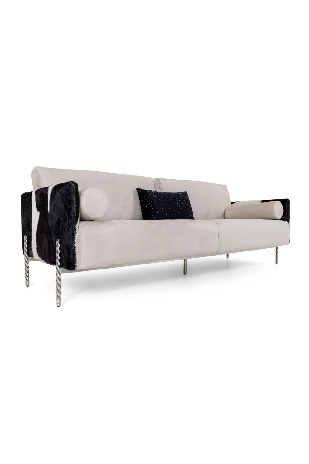 Luxury Gray Cowhide Sofa Modern Italian Style for Villa