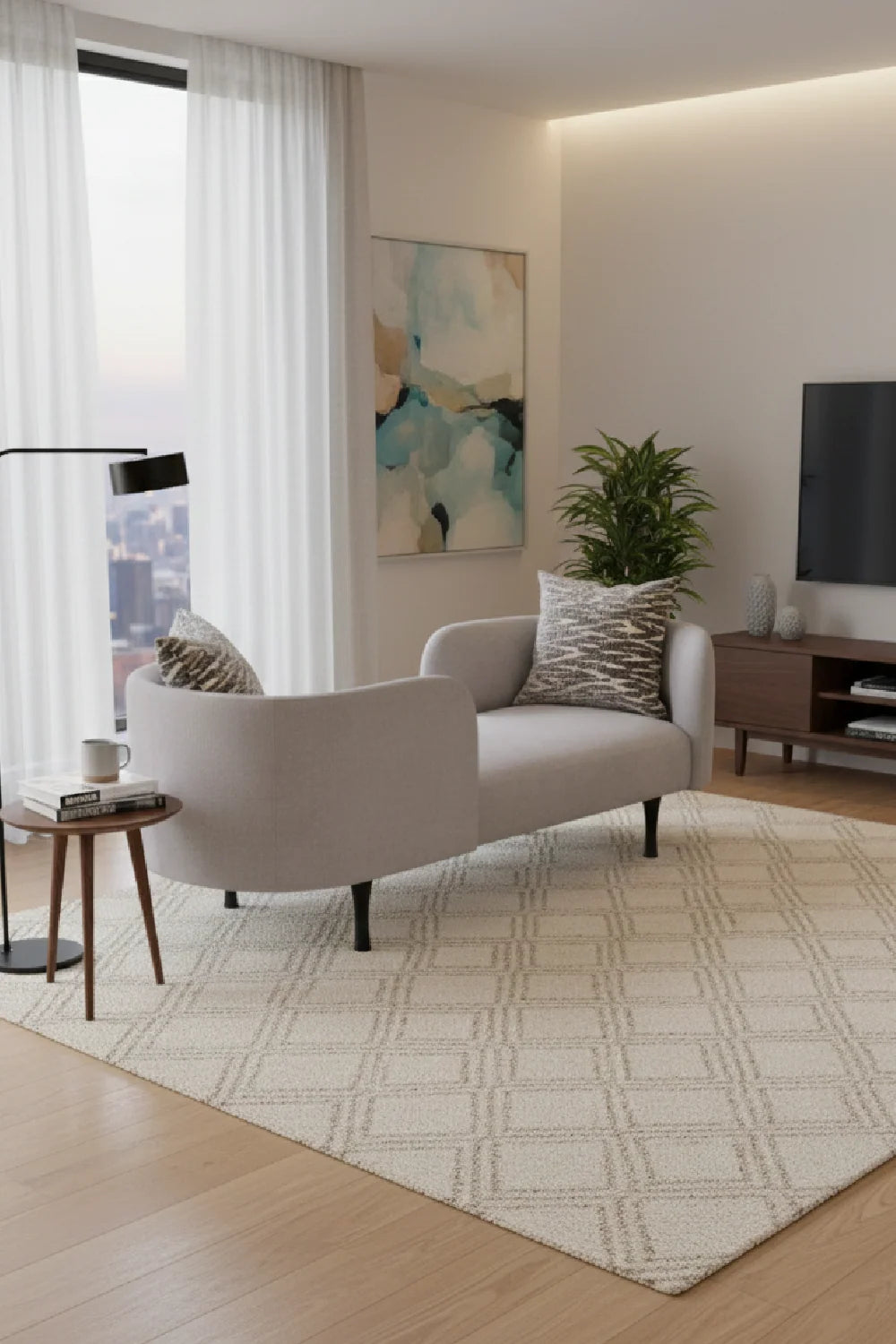 Luxury Gray Dual-Curved Chaise Lounge Modern Italian Style for Villa