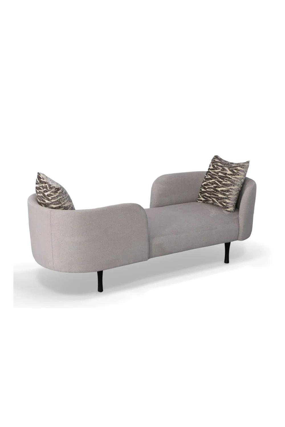 Luxury Gray Dual-Curved Chaise Lounge Modern Italian Style for Villa