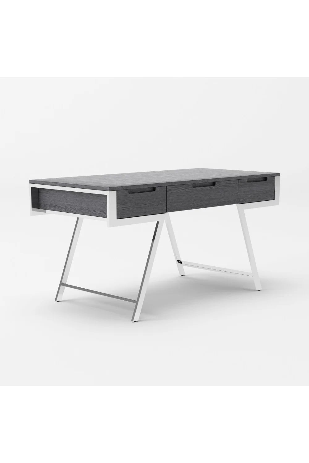 Luxury Gray Elm 3-Drawer Modern Desk European Style for Villa