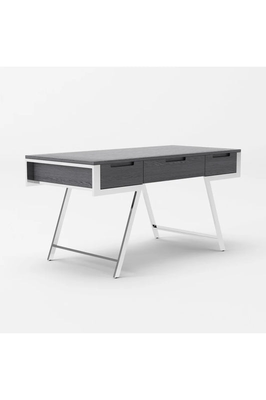 Luxury Gray Elm 3-Drawer Modern Desk European Style for Villa