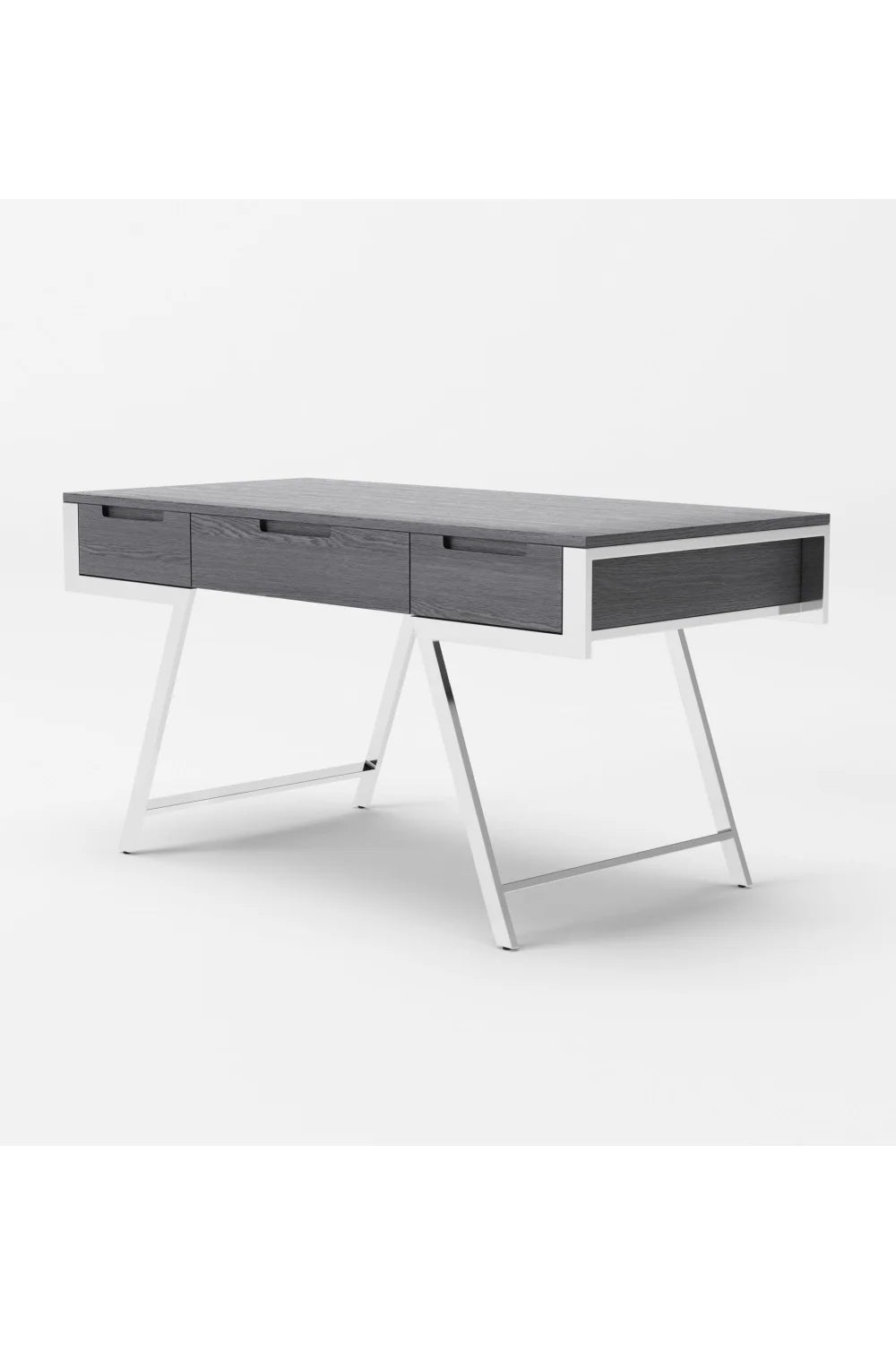 Luxury Gray Elm 3-Drawer Modern Desk European Style for Villa
