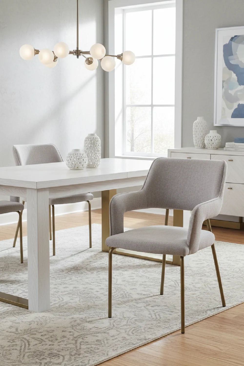 Luxury Gray Fabric Dining Chair European Style for Villa