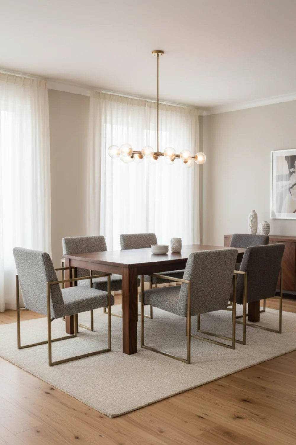 Luxury Gray Fabric Dining Chair European Style for Villa