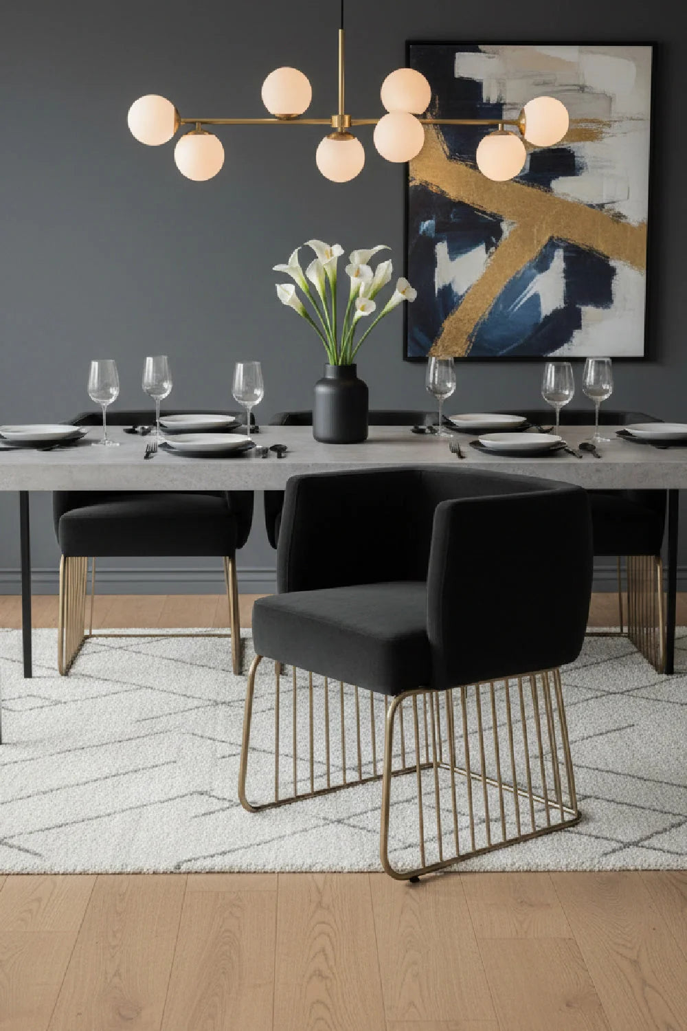 Luxury Gray Fabric Modern Dining Chair European Style for Villa