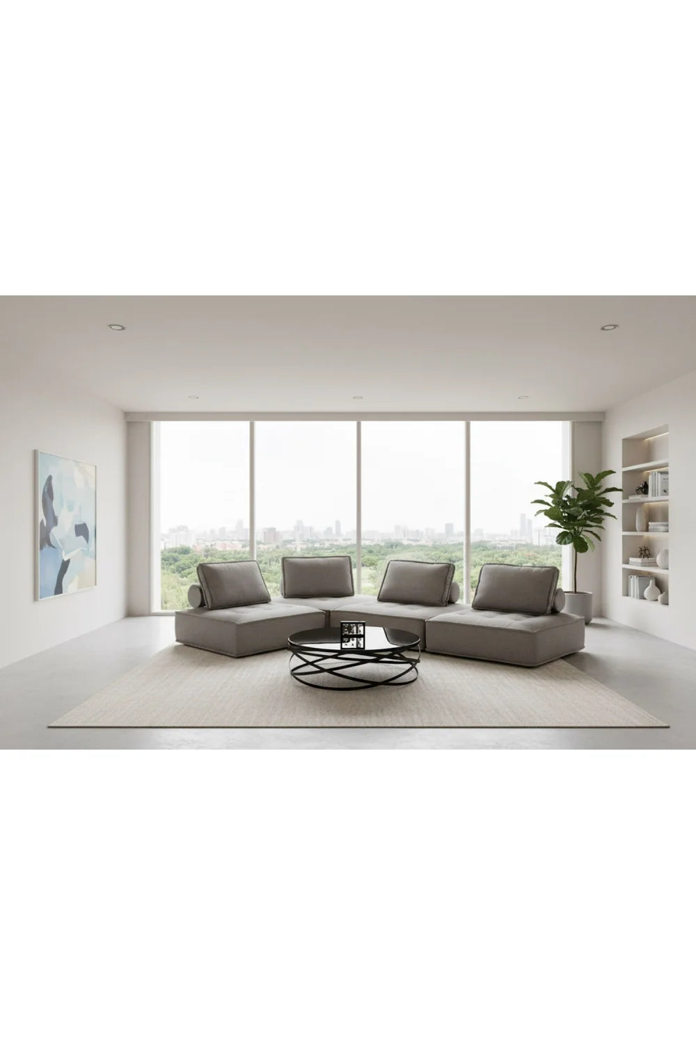Luxury Gray Fabric Sectional Sofa Modern Italian Style for Villa