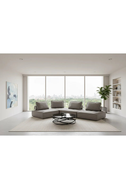Luxury Gray Fabric Sectional Sofa Modern Italian Style for Villa