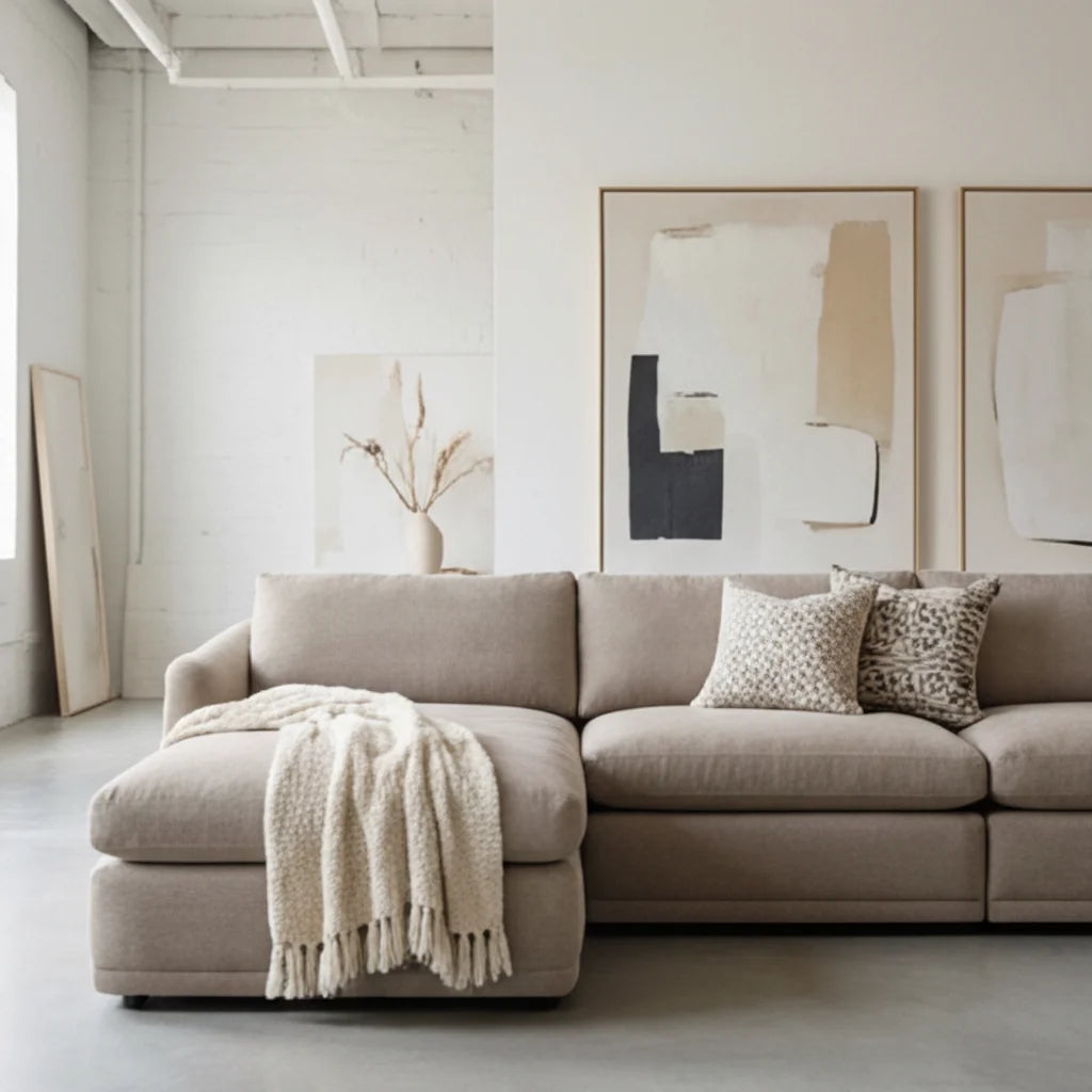 Luxury Gray Fabric Sectional Sofa Modern Italian Style for Villa