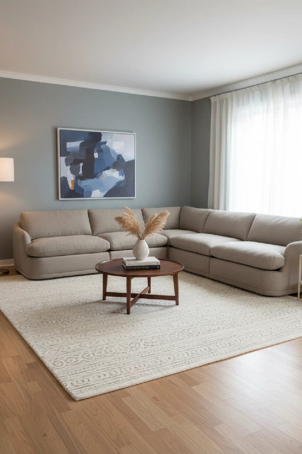 Luxury Gray Fabric Sectional Sofa Modern Italian Style for Villa