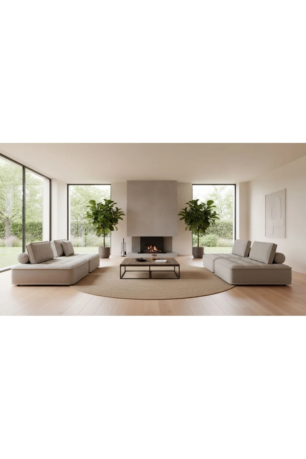 Luxury Gray Fabric Sectional Sofa Modern Italian Style for Villa