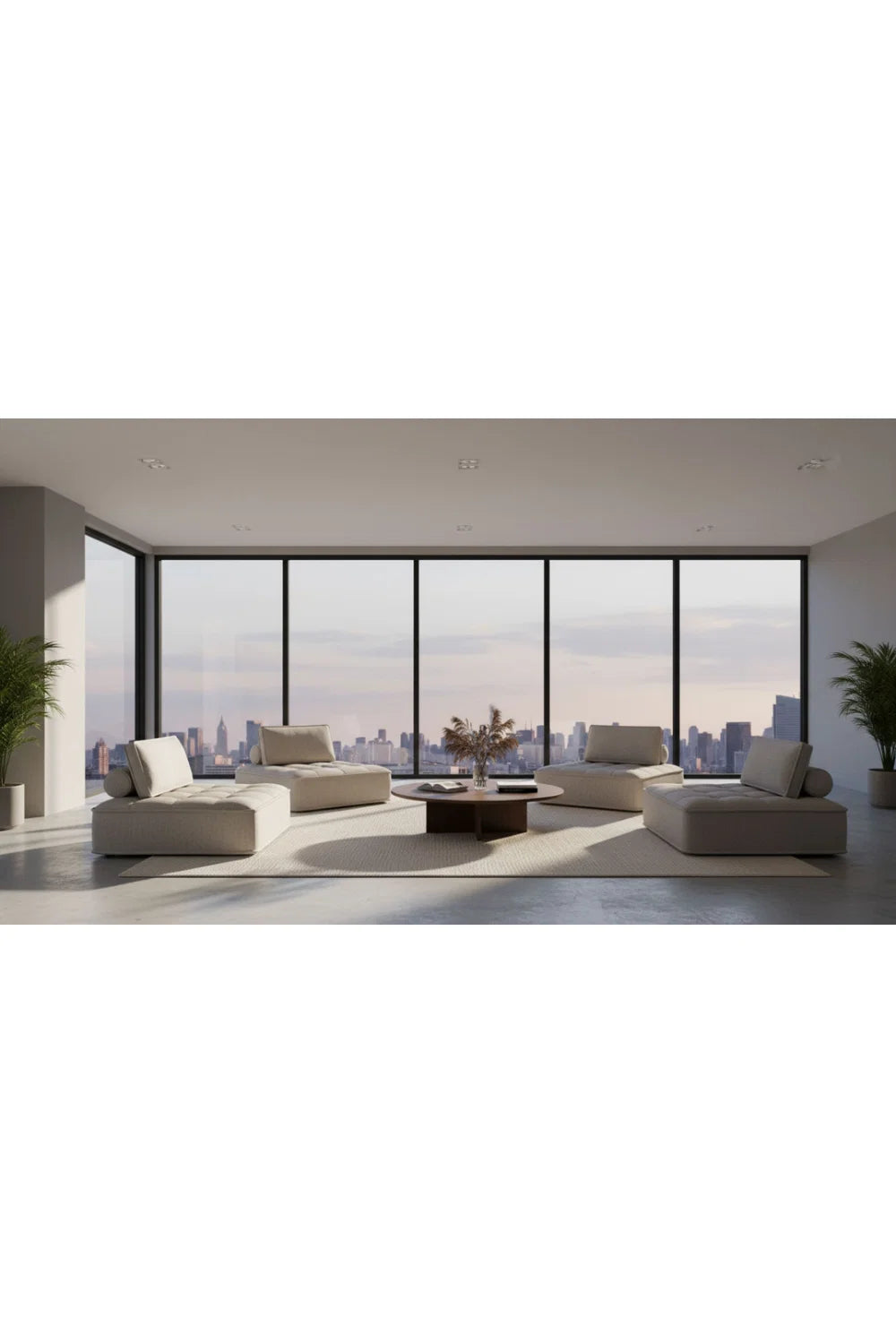 Luxury Gray Fabric Sectional Sofa Modern Italian Style for Villa
