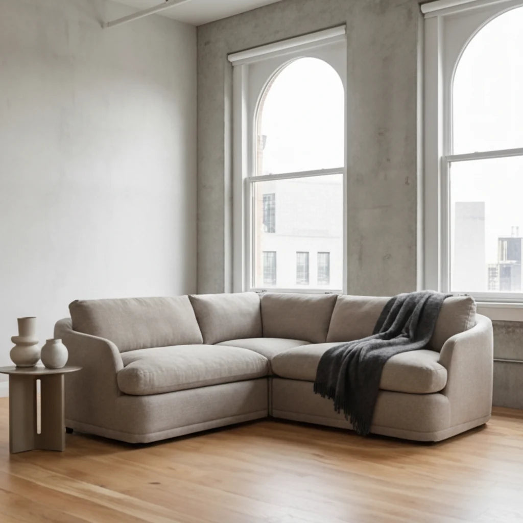 Luxury Gray Fabric Sectional Sofa Modern Italian Style for Villa