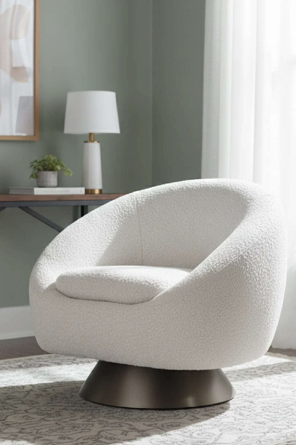 Luxury Gray Fabric Swivel Lounge Chair Modern Italian Style for Villa