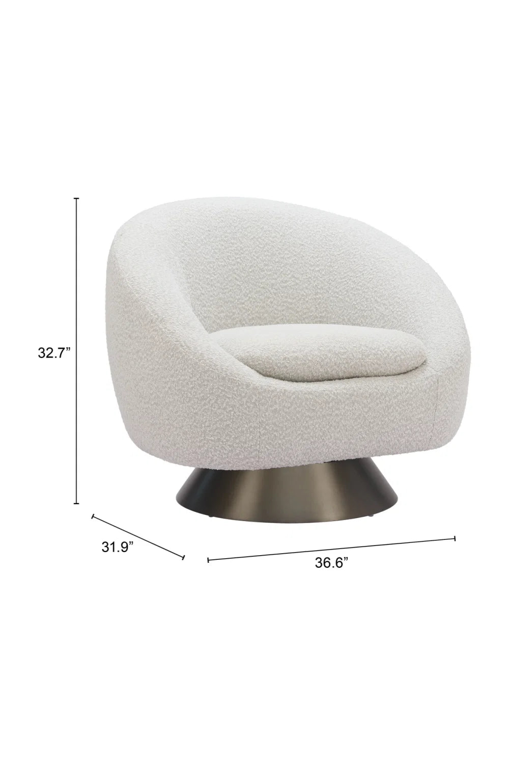 Luxury Gray Fabric Swivel Lounge Chair Modern Italian Style for Villa