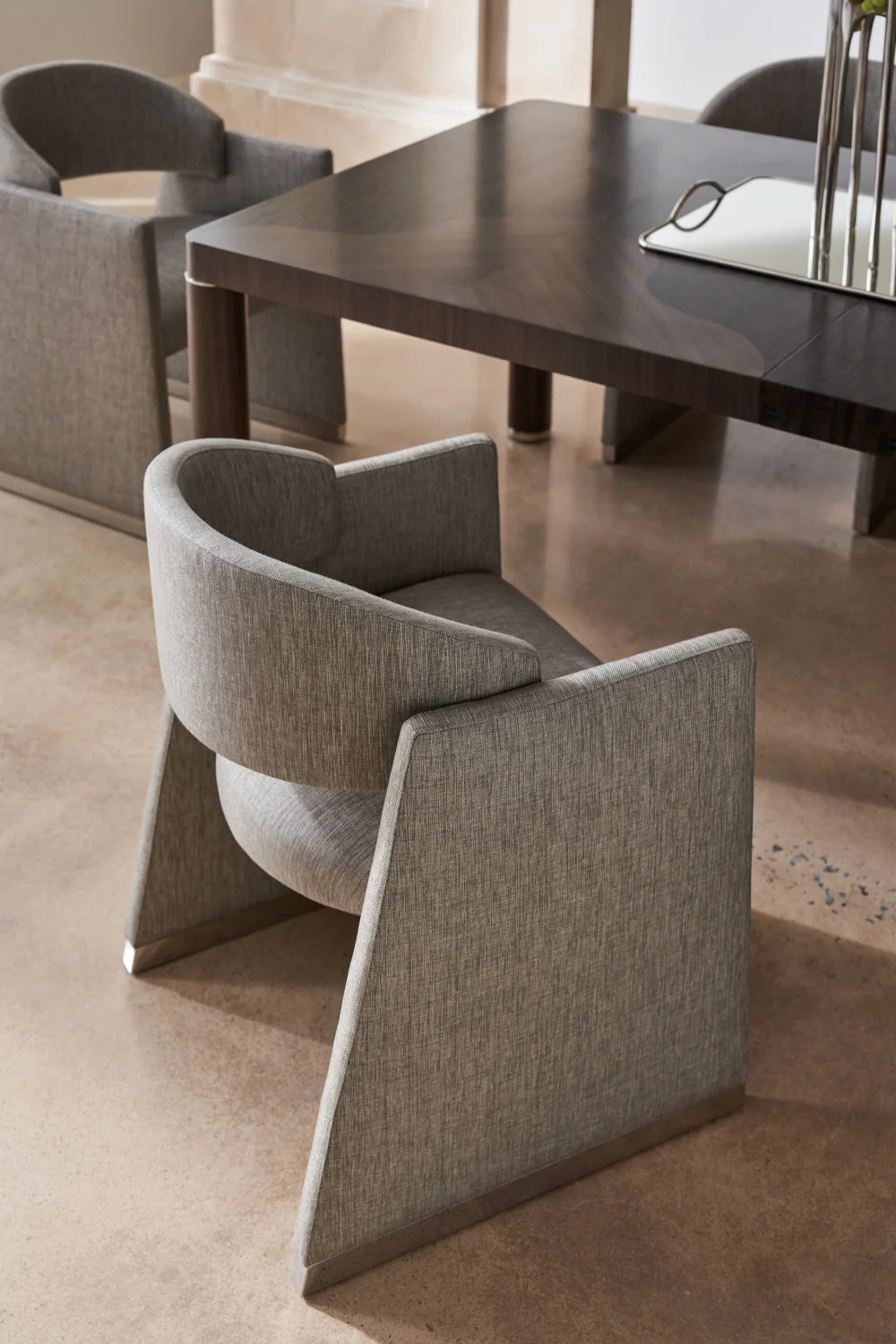 Luxury Gray Geometrical Modern Dining Chair European Style for Villa